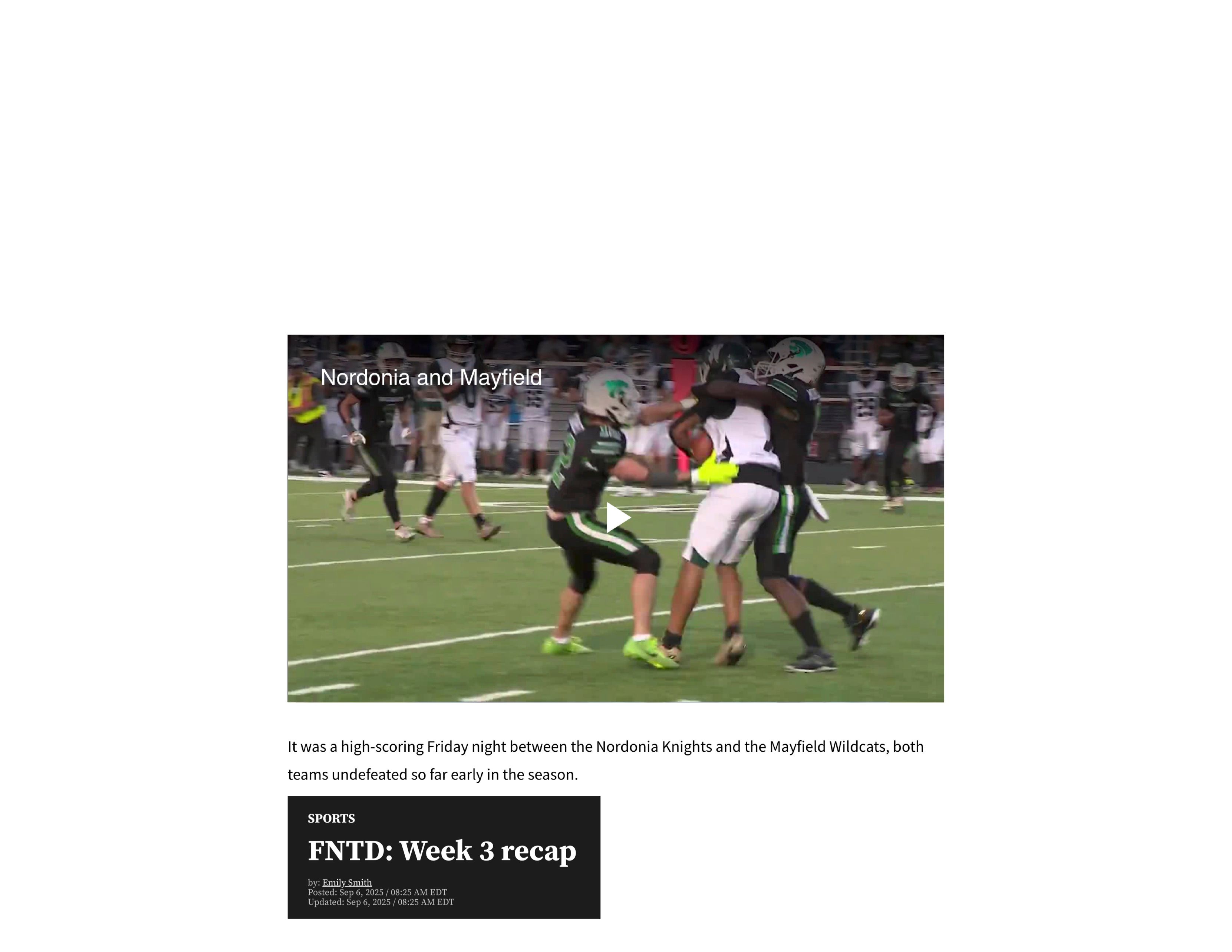 2025 09 06 Channel 8 News Football Week 3 Article Photo